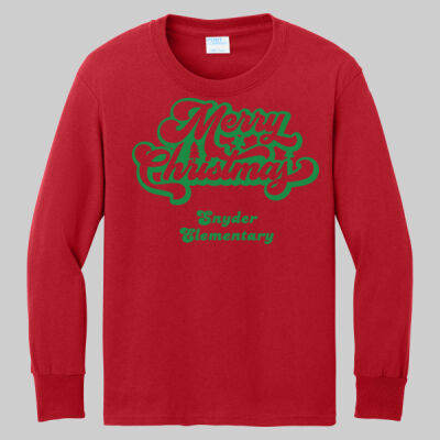 Youth Long Sleeve Shirt - Merry Christmas - Green Thumbnail