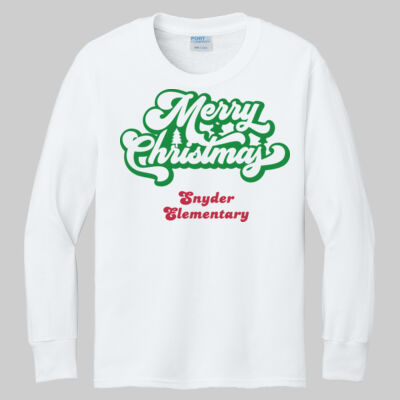 Youth Long Sleeve Shirt - Merry Christmas - Green & Red Thumbnail